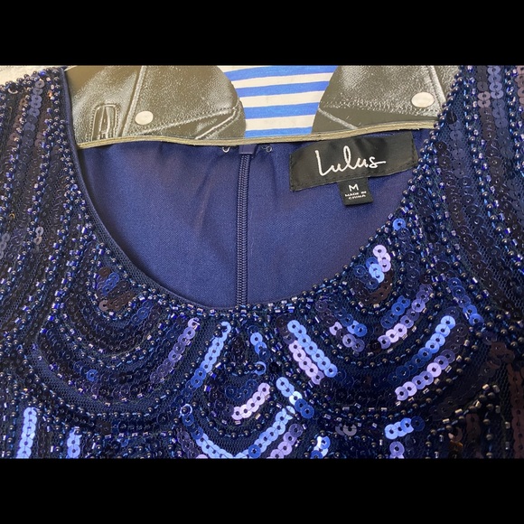 Lulu’s Navy Blue Sequin Flapper Dress - Picture 5 of 9